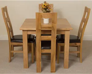 Oslo 90 x 90 cm Oak Small Dining Table and 4 Chairs Dining Set with Yale Oak Chairs