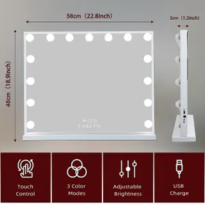 VANITII GLOBAL Hollywood Vanity Make Up Mirror with Lights 15 LED Standing Mirror Wall