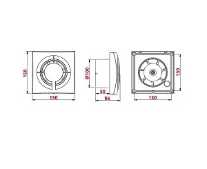 Modern White Bathroom Extractor Fan 100mm / 4" with Humidity Sensor