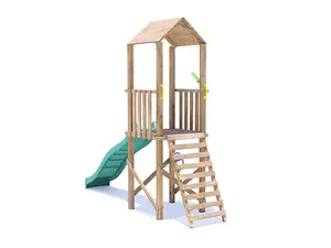 Dunster House Wooden Climbing Frame with Slide BalconyFort Low Platform