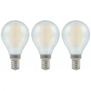 Crompton Lamps LED Golfball 5W E14 Dimmable Filament Pearl Warm White (40W Eqv) (3 Pack)