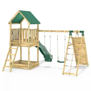 Rebo Modular Wooden Climbing Frame Adventure Playset - Swing and Climb Haldon