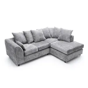 Harriet Crushed Chenille Right Facing Corner Sofa in Light Grey