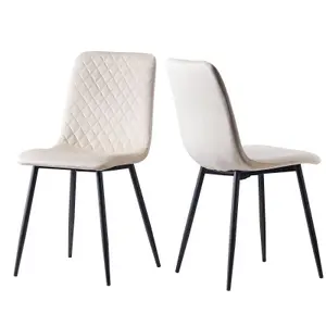 Dining Chairs Velvet Fabric Lexi Set of 2 Beige by MCC