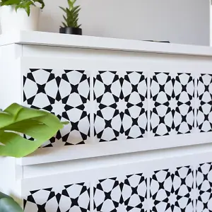 Quadrostyle Agadir Black Wall Tile and Furniture Vinyl Stickers 15cm(L) 15cm(W) pack of 6