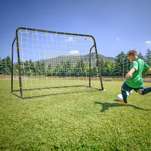 Costway 2-in-1 Kids Football Rebounder & Goal Angle-Adjustable Football Training Net