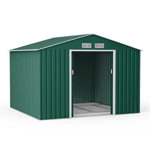 BillyOh Ranger Apex Metal Shed With Foundation Kit - 9x8 Dark Green