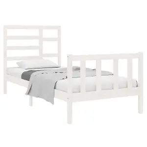 Berkfield Bed Frame White Solid Wood 90x190 cm 3FT Single