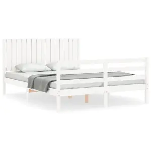 Berkfield Bed Frame with Headboard White 160x200 cm Solid Wood