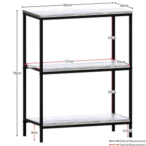 Vida Designs Brooklyn Grey 3 Tier Bookcase Industrial Freestanding Shelving Unit (H)780mm (W)600mm (D)300mm