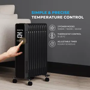 Ometa Smart Oil Filled Radiator 2500W in Black