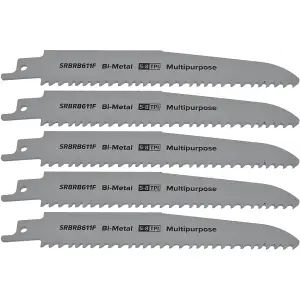 Reciprocating Saw Blade Multipurpose 150mm Length 5-8tpi - Bi Metal Pack of 5 by Ufixt