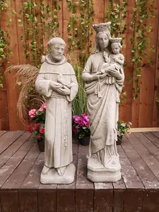 Stone Cast statues of Mary with Child and St Francis