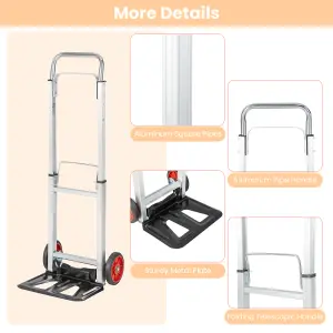 Costway Folding Hand Truck Heavy Duty Sack Barrow W/ Telescopic Handle All-Terrain Wheels