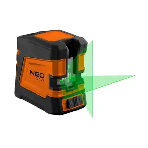 Self-leveling cross line laser level 20 m, green, with pouch and magnetic holder