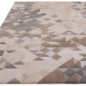 Grey Multi Geometric Handmade ,Optical/ (3D) Modern Rug Easy to clean Living Room and Bedroom-160cm X 230cm