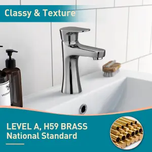 BATHWEST Bathroom Sink Taps, Basin Mixer Taps, Hot & Cold Water Mixing Tap, Chromed Brass