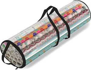 Ram Black Christmas Cylinder Gift Wrap Storage Clear Bag Wrapping Paper Organiser Xmas Christmas Tidy  Stores Baubles Tinsels