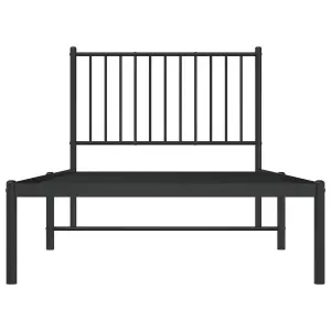 Berkfield Metal Bed Frame with Headboard Black 90x190 cm 3FT Single