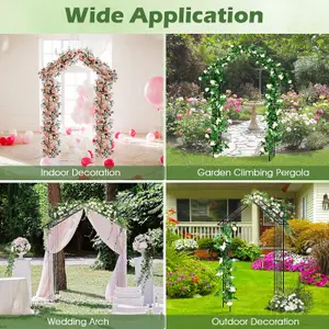 COSTWAY Outdoor Arbour Archway Metal Garden Arch Trellis for Plant Climbing