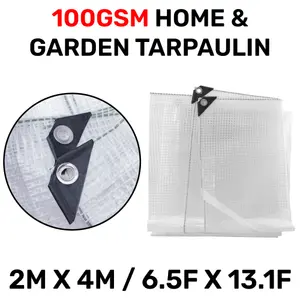 waterproof clear reinforced tarpaulin/builders tarp/camping ground sheet cover up (4m x 2m)