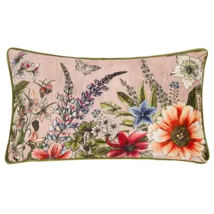 Chagoya Floral Rectangular Lumbar Cushion Cover Pink