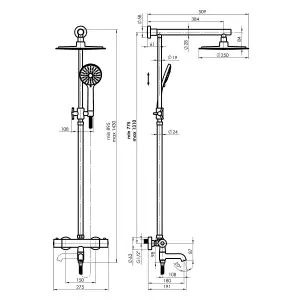 Hommix Rubineta Etna+Thermo-10 Thermostatic Chrome Shower Set