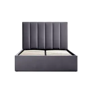 Linea Grey Upholstered Ottoman - King Size Bed Frame Only