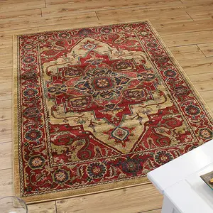 Traditional Graphics Floral Easy to Clean Polypropylene Rug for Living Room Bedroom and Dining Room-80cm X 150cm