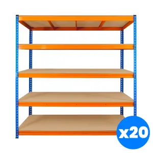 20 Bays of 5 Tier ULTRA HEAVY DUTY Storage Racking 1800h x 1800w x 600d mm 350kg