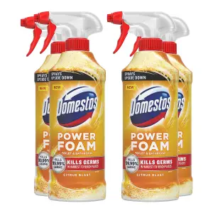 Domestos Power Foam Toilet & Bathroom Cleaner Spray Citrus Blast, 450ml, 4pk