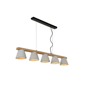 Lucide Possio Scandinavian Bar Pendant Light - 5xE14 - Taupe