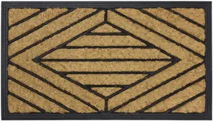 MantraRaj Comfort Coir Rubber Scraper Entrance Door Mat Brown Dirt Trapping Non-Slip Outdoor Mats (Lines)