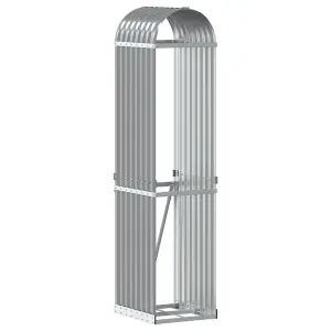 Log Holder Light Grey 40x45x170 cm Galvanised Steel