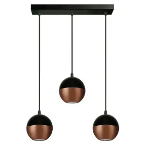 Luminosa Midway Straight Bar Pendant Ceiling Light Black, Copper 40cm