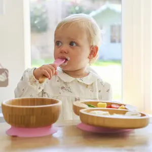 Tiny Dining - Children's Bamboo Silicone Tip Spoon - Pink