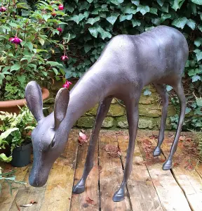 Grazing Doe Garden Sculpture Aluminium Decoration Extra Large