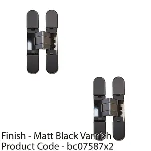 2 PACK - 3D Adjustable Concealed Cabinet Hinge - 180 Degree Opening Wardrobe MATT BLACK