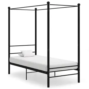 Berkfield Canopy Bed Frame Black Metal 90x200 cm