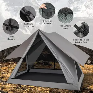 Costway 2-3 People Instant Pop-up Camping Tent 360 One-Way See-Through Shelter Tent