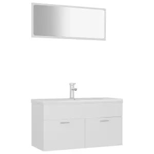 Berkfield Bathroom Furniture Set White Engineered Wood