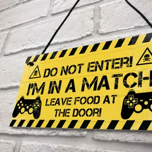 Red Ocean Gamer Warning Plaque For Boys Bedroom or Man Cave Gaming Accessories Novelty Gamer Gift Sign For Son Brother