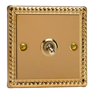 Varilight 1-Gang 2-Way 10A Toggle Switch Rope-Edge Brass