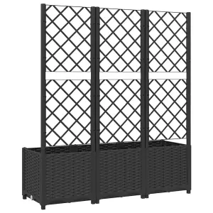 Berkfield Garden Planter with Trellis Black 120x40x136 cm PP