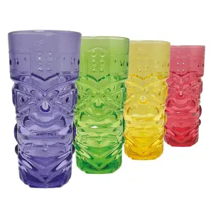 Bar Bespoke Coloured Tiki Highball Glass - Set of 4