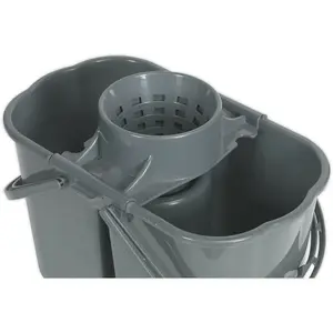 15 Litre Mop Bucket with Dual Compartments and Removable Wringer for Efficient Cleaning