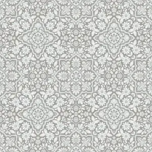 Galerie Homestyle Blue Grey Floral Tile Smooth Wallpaper