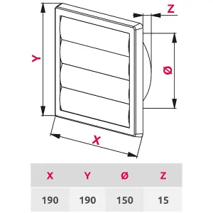 White Gravity Grille 150 mm / 6" External Ducting Air Vent with Round Spigot and Non-Return Gravity Shutters for Extractor Fans