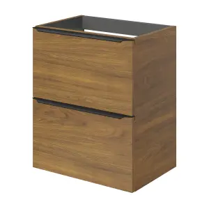 GoodHome Imandra Slimline Walnut effect Wall-mounted Bathroom Cabinet (H) 600mm (W) 500mm