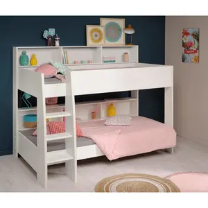 Benji European Single (90 x 200cm) Standard Bunk Bed with Shelves White/Oak